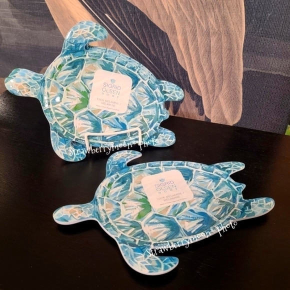 4pc Set Sigrid Olsen Melamine Ocean Sea Turtle Salad Appetizer Dessert Plates - Picture 7 of 7